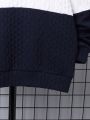 SHEIN Kids SPRTY Tween Boys' Casual Color Block Hooded Sweatshirt And Long Pants Two Piece Set