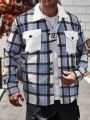 Manfinity Homme Men's Plus Size Grid Pattern Long Sleeve Casual Shirt Jacket
