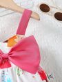 Baby Girl Cute Cartoon Ice Cream Printed Sleeveless Romper For Spring