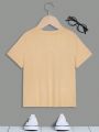 Boys' Astronaut Slogan Print Casual Short Sleeve Round Neck T-shirt