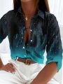 Women's Starry Sky Print Long Sleeve Shirt