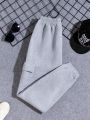 Teen Boys' Multi-Pocket Sporty Fleece-Lined Sweatpants For Autumn And Winter