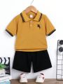 SHEIN People Riding Horses Embroidery Boys (small) Polo Shirt
