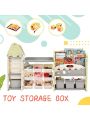 Merax Kids Bookshelf Toy Storage Organizer with 17 Bins and 4 Bookshelves, Multi-functional Nursery Organizer Kids Furniture Set Toy Storage Cabinet Unit with HDPE Shelf and Bins
