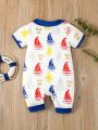 Baby Boy Sailboat Print Romper Shorts