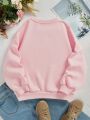 Teenage Girls' Casual Patterned Long Sleeve Round Neck Sweatshirt, Suitable For Autumn And Winter