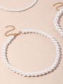 5pcs Faux Pearl Decor Beaded Necklace