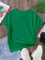 Teenage Girls' Clover Print Short Sleeve T-Shirt