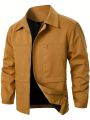 Men's Solid Color Turn-down Collar Zipper Jacket