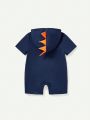 Cozy Cub Baby Boys' Sporty Jumpsuit With 3d Horn Decoration And Hooded Design