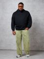 Manfinity Men's Plus Size Knitted Casual Loose Hoodie With Face And Letter Print
