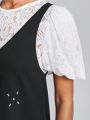 Raquel Melo Rhinestone Detail Puff Sleeve Dress