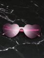 12pcs Women's Pink & Rose Red Heart Shape Sunglasses With Pc Decoration Suitable For Festival Parties