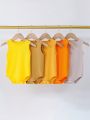 Baby Boy Spring/Summer Five-Piece Set Of Multi-Color Warm Tone Cute Rompers, Suitable For Going Out, Vacation And Festivals