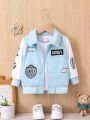 Versatile, Fashionable, Casual And Trendy Contrasting Printed Patch Jacket For Baby Boys And Girls