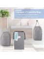 Laundry Hamper Collapsible with 2 Washable Laundry Bags,210L Dirty Clothes Hamper,Laundry Basket with Handles Foldable Hamper Dorm Laundry Basket for College,Grey