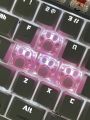 4pcs Cute Pink Anti-scratch Transparent Abs Resin Cat Claw Design Keycaps For Mechanical Keyboard Decoration