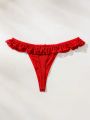 SHEIN Women'S Lace Ruffle Thong Panties