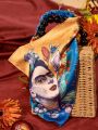 Frida Kahlo X SHEIN Women Figure Graphic Fashion Kerchief For Daily Life