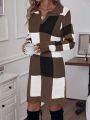 SHEIN LUNE Plaid Pattern Sweater Dress