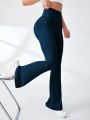 Yoga Basic Wide Waistband Flare Leg Sports Pants
