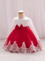 Toddler Girls' Embroidered Tulle Puff Sleeve Formal Dress