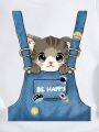 Little Girls' Cartoon Cat Round Neck Casual Sweatshirt