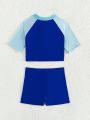 Tween Girls' Two Piece Contrast Color Separated Swimsuit
