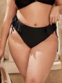 SHEIN Swim Vcay Plus Size Women's Adjustable Side Knot Triangle Bikini Bottom