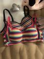 2pcs Teen Girl Colorful Striped Sweet Wireless Push-Up Bra Without Steel Ring