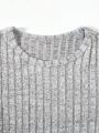Teen Girls' Knitted Striped Long Sleeve T-Shirt