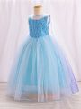 Young Girl's Sparkly Mesh Patchwork Party Dress