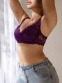 Ladies' Solid Color Lace Bra (1pc, With Underwire)