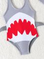 SHEIN Baby Boys' Shark Print Swimsuit