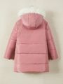 Tween Girls' Bright Colored Hooded Padded Jacket With Furry Lining