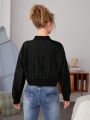 Zipper Front Long Sleeve Jacket For Teenage Girls