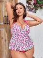 Plus Size Women's Floral Printed One-Piece Swimsuit