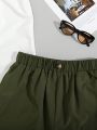 SHEIN Teenage Boys' Casual Button Decorated Pocket & Woven Belt Shorts Set