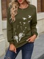 Women'S Dandelion Printed Raglan Sleeve Sweatshirt