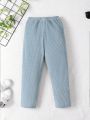 SHEIN Kids EVRYDAY 1pc Toddler Boys' Ribbed Fabric Comfortable Sports Style Casual Long Pants, All Seasons