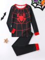 Tween Boy Spider Print Contrast Trim Tee & Pants PJ Set