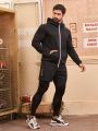 Running Men'S Kangaroo Pocket Zipper Up Hoodie And Two-In-One Sweatpants Sports Outfit