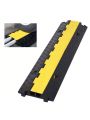 Premium Rubber Cable Protector 2 Channel 12,000 Lbs/Strip Load Capacity Traffic Wire Hose Ramp Cord Cover Yellow Black