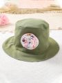 3pcs Baby Girls' Green Suit, Floral Dress & Hat Set