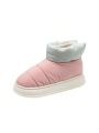 Women's Winter Pink Plush Snow Boots With Thick Sole For Indoor & Outdoor
