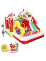 Inflatable Christmas Bounce House with Slide,Christmas Jump Slide Inflatable Bouncer for Kids Complete Setup with Blower-Multicolor
