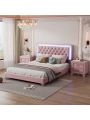 Merax 3-Pieces Bedroom Sets,Queen Size Upholstered Platform Bed with LED Lights and Two Nightstands