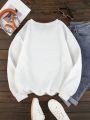 Plus Size Women's Fleece-lined Sweatshirt With Character Print