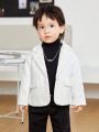 SHEIN Baby Boys' Solid Textured Collared Coat