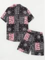 Men's Paisley Printed Short Sleeve Shirt And Shorts Set